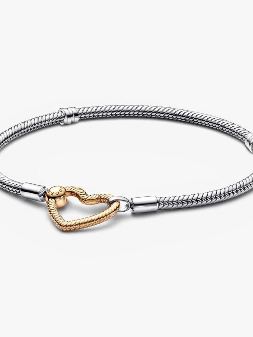 Pandora Two-Tone Heart Charm Bracelet - Silver & Gold